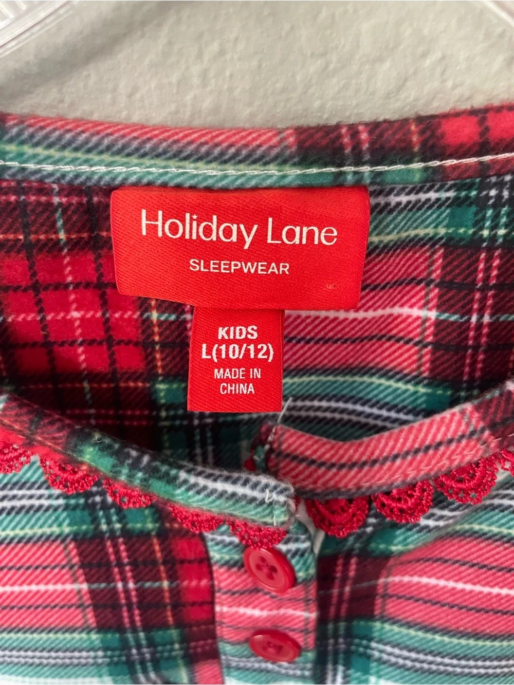 Holiday Lane Girls' Red & Green Plaid Long-Sleeve Nightgown
